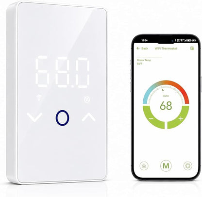 MAXKOSKO 4Pcs WiFi Smart Thermostat for Electric Floor Warming System with Touchscreen LED Display 120V/240V, Easy Connection & Energy Saving Home Programmable Thermostat White