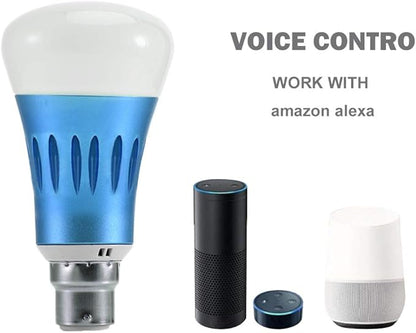 WiFi Smart LED Bulb,Wireless APP Control,B22 Smart Adjustable RGB Bulb with Timer Fuction & Voice Control Remote Control from Anywhere No Hub Required