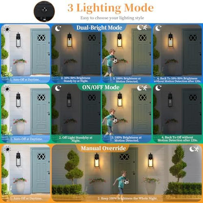 18'' Large Motion Sensor Outdoor Lights, Dusk to Dawn Porch Light