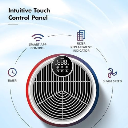 Pure Air PA5 Smart WiFi Wozoyo Air Purifier for Large Rooms, Covers 1493 ft², 199 CFM, 3-in-1 HEPA Filtration, Removes Dust, PM Sensor, LED Touch, Low Noise, Alexa & Google