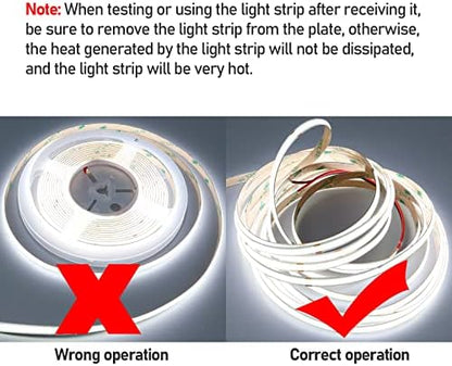 24V COB LED Strip Light Cool White 6000K 2400LEDs 16.4ft/5M 4500lm
