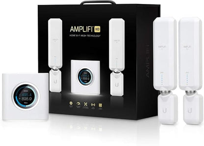 AmpliFi HD WiFi System by Ubiquiti Labs, Seamless Whole Home Wireless Internet Coverage, HD WiFi Router, 2 Mesh Points, 4 Gigabit Ethernet, 1 WAN Port, Ethernet Cable, Replaces Router & WiFi Extenders