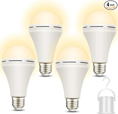 Emergency-Rechargeable-Light-Bulb, Stay Lights Up When Power Failure, 1200mAh15W 80W Equivalent LED Light Bulbs for Home, Camping, Tent (Soft Warm)
