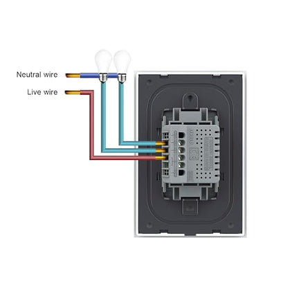 LIVOLO Modern Electrical Light Switch Tempered Glass Panel Single Pole Wall Touch Light Switch with Led Indicator,No Neutral Wire,2 Circles 1 Way (White) | Tempered Glass Switch with Led Indicator,No Neutral Wire Required,Touch control,LED indicator, s...