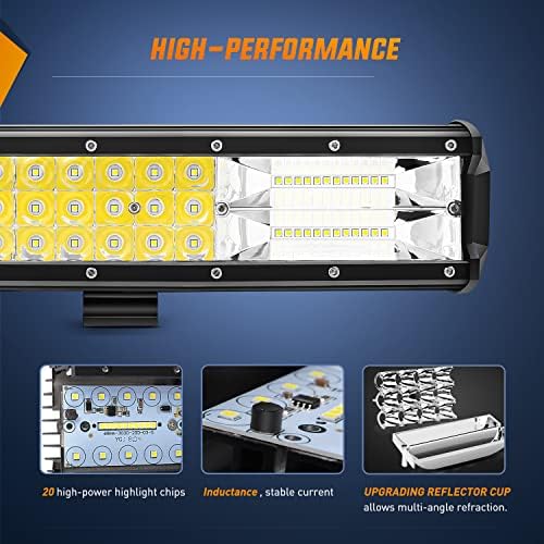 Nilight LED Light Bar 20Inch 288W Flood Spot Combo 28800LM Off Road Driving Lighting with Wiring Harness for Trucks Tractor Trailer Pickup Golf Cart SUV ATV UTV 4x4 Van Camper