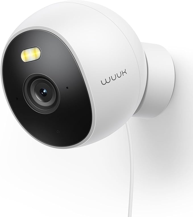 WUUK Security Camera, 4MP Indoor/Outdoor Wired Camera, Face Recognition, Color Night Vision & Spotlight, No Monthly Fee, Magnetic Mount, 2.4 GHz WiFi Only, Compatible with Amazon Alexa and Google Home