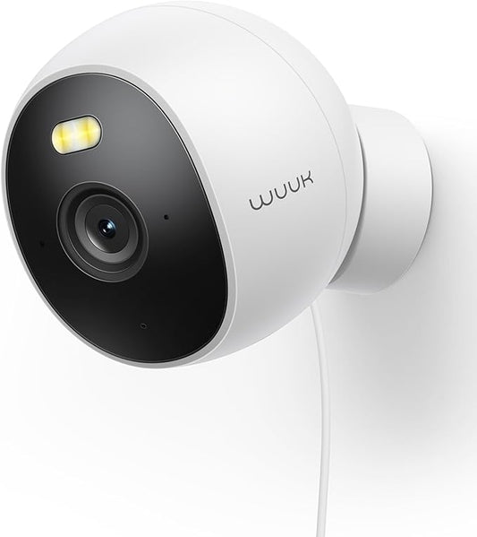 WUUK Security Camera, 4MP Indoor/Outdoor Wired Camera, Face Recognition, Color Night Vision & Spotlight, No Monthly Fee, Magnetic Mount, 2.4 GHz WiFi Only, Compatible with Amazon Alexa and Google Home