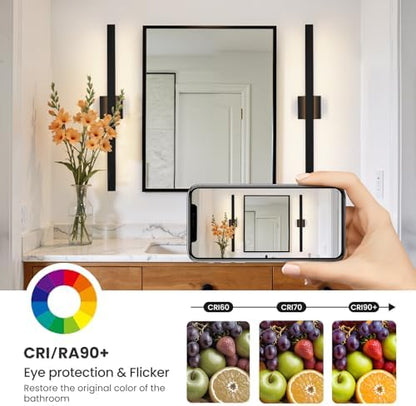 Modern Bathroom Vanity Light Black Bathroom Light Fixture Over Mirror 32 Inch 26W Dimmable 5CCT LED Vanity Light Bar for Bathroom Mirror Cabinets Bedroom