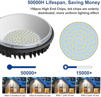 120W Dusk to Dawn Outdoor Lighting with 15KLM 6500K Daylight for Yard