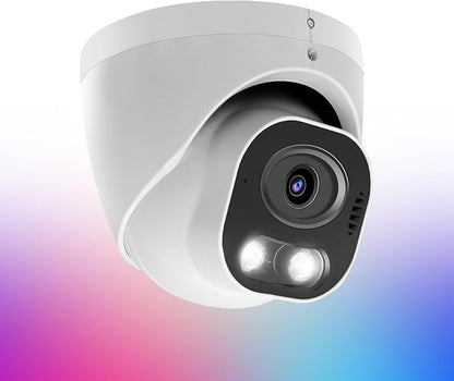 8MP 4K PoE IP Security Camera, H.265 Smart Dual Light Turret Dome Camera, Support Color Night Vision, Two Way Talk, SD Card Slot, 98ft Night Vision, 110°Wide Angle, Human/Vehicle Detection