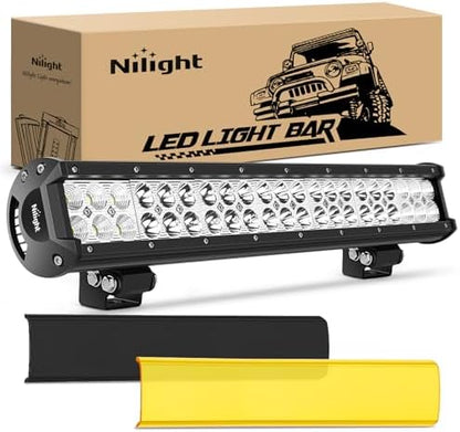 Nilight LED Light Bar with Yellow Black Covers 20 Inch 126W