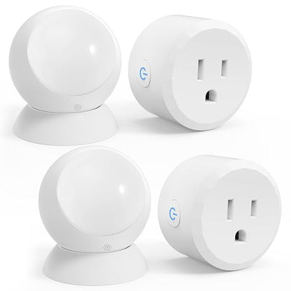 2 Pack Motion Sensor Switch with Outlet, PIR Wireless Motion Sensor Switch, Adjustable Sensitivity, IP54 Waterproof Wireless Motion Detector with Plug for Lights and Devices for Indoor/Outdoor