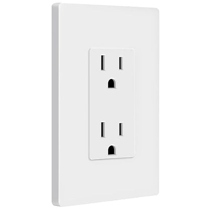 ENERLITES 10 Pack Decorator Outlet 15A Receptacle with Screwless Wall Plate | Self-Grounding, UL Listed, Standard Residential Electrical Outlets for Home, Non-Tamper Resistant, 5-15R, 125V, Glossy White