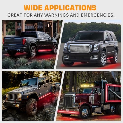 XRIDONSEN 2 Pack 70-inch Truck Red Running Board Emergency Lights Strip