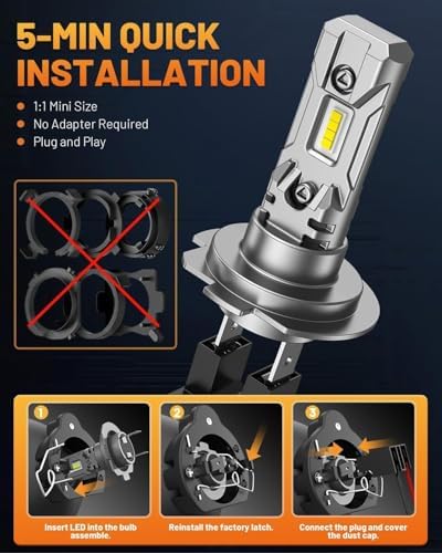 FORENNER NextGen H7 Light Bulb, 1000% Upgrade Bright, 1:1 Mini Size H7/H7LL Fog Light Thermostatic Control Design, IP68 No Adaptor Required Quick Install Light Kit Pack of 2