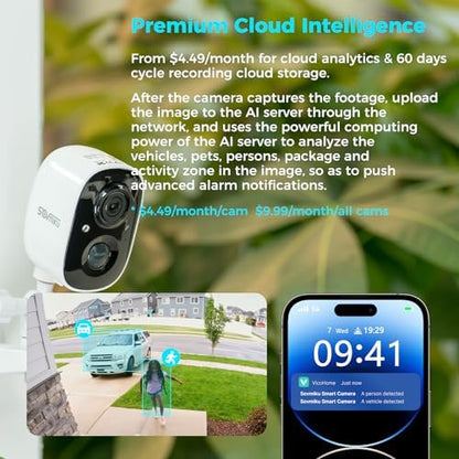 CG6S Security Camera and DB3 2K Smart Video Doorbell with Chime,Battery Powered,Easy to Setup,PIR Motion Detection,Two Way Audio, Audible Flashlight Siren,2.4GHz Wi-Fi Color Night Vision, 180 Days Exc