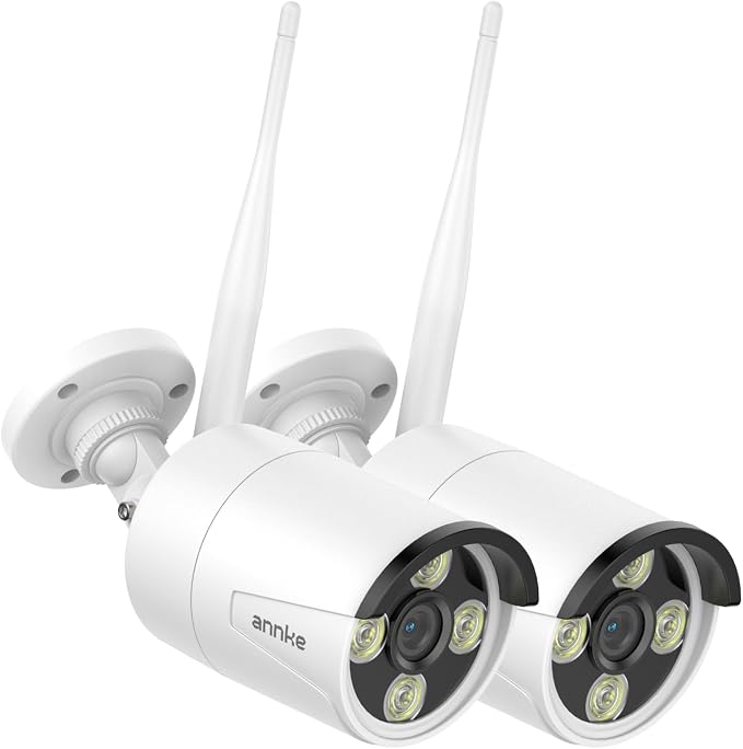 ANNKE 2Pcs 2K Add-On Wi-Fi Outdoor Security Cameras, 3MP Wireless IP Camera
