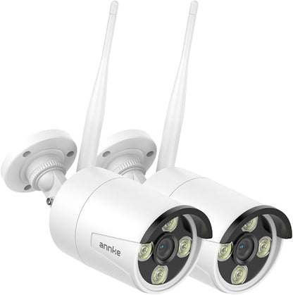 ANNKE 2Pcs 2K Add-On Wi-Fi Outdoor Security Cameras, 3MP Wireless IP Camera