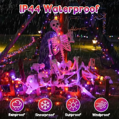 Connectable 88Ft 240LED Halloween Lights Outdoor Indoor, Purple & Orange