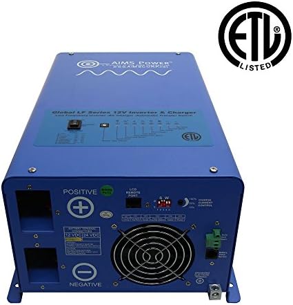 AIMS 3000W 12V Pure Sine Inverter Charger w/Transfer Switch 120V ETL