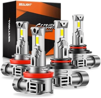 SEALIGHT 9005 H11 Lights Bulb Combo, 100000LM, 900% More Light, High-Performance Fog and Off-Road Lights, 9005/HB3 H11/H9/H8 Fog Light, Pack of 4