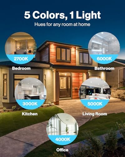 Sunco 6 Pack 3 Inch Ultra Thin LED Recessed Lights, 5CCT, Canless, 8W=50W