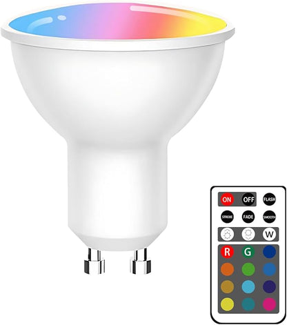 XRise GU10 LED Light Bulb Dimmable 3W LED Bulbs with 180°Flood Beam Warm White 3000K 12 Color Choices Remote Control Included Suitable for Bedroom Living Room Party Gathering（1 Pack ）