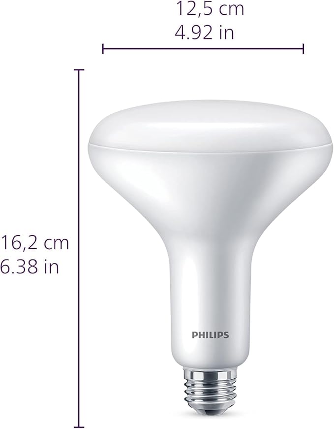 PHILIPS LED 65W BR40 4-Pack Ultra Definition Soft White (2700K) 800 Lumen (10W = 65W) Dimmable Frosted Flicker-Free Light Bulbs
