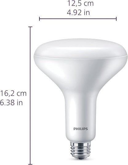 PHILIPS LED 65W BR40 4-Pack Ultra Definition Soft White (2700K) 800 Lumen (10W = 65W) Dimmable Frosted Flicker-Free Light Bulbs