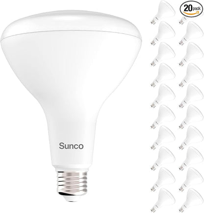 Sunco 20 Pack BR40 LED Light Bulbs, Indoor Flood Lights, Recessed Can Light Bulb, 1400 LM, 17W (100W Equivalent), 3000K Warm White, Dimmable, E26 Base, for Home, Bedroom, Kitchen UL