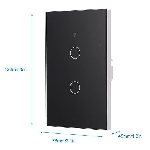 WiFi Touch Screen Switch & Home, Fireproof ABS & Tempered Glass, 2-Way Smart Switch, App Control, 10A 2200W, Supports Multiple Languages