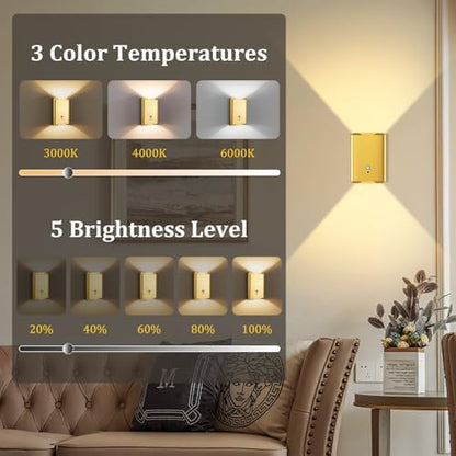 Eneru Motion Sensor Wall Sconce, Rechargeable Wireless Lights Indoor 4 Pack