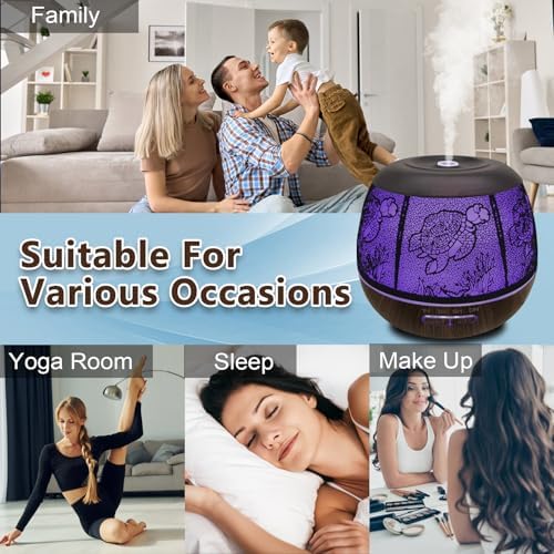 500ml Metal Turtle Essential Oil Diffuser, Cute Hollowed-Out Humidifier