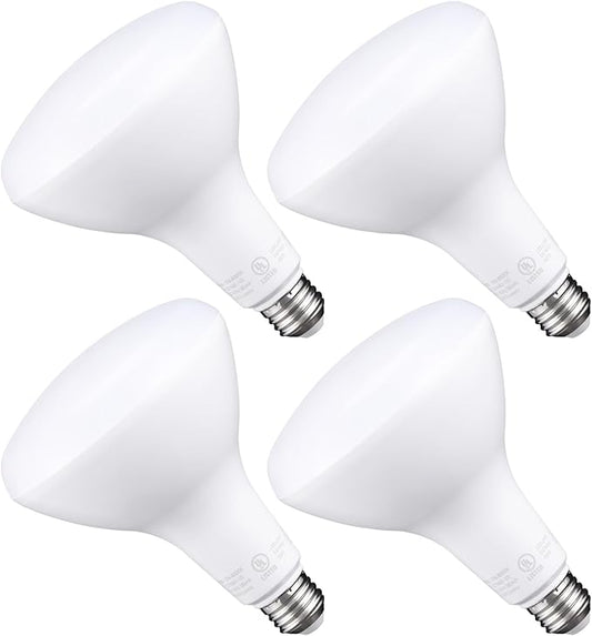 TORCHSTAR BR40 LED Light Bulbs, Indoor Flood Light Bulbs, Dimmable, 4000K Cool White, 100W Equivalent 17W, 1400lm, E26 Base, Recessed Can Light, Flicker-Free, UL Listed, Pack of 4