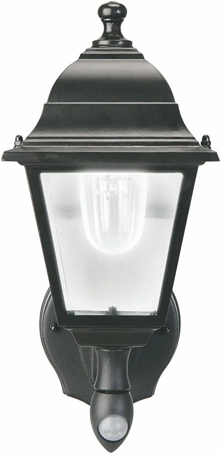 Maxsa 44219 Premium Wireless Battery-Powered Motion-Activated Decorative Outdoor Wall Sconce Lighting Fixture, Cool White LED, Metal Housing, Black