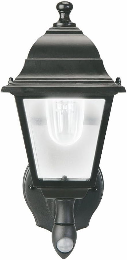 Maxsa 44219 Premium Wireless Battery-Powered Motion-Activated Decorative Outdoor Wall Sconce Lighting Fixture, Cool White LED, Metal Housing, Black