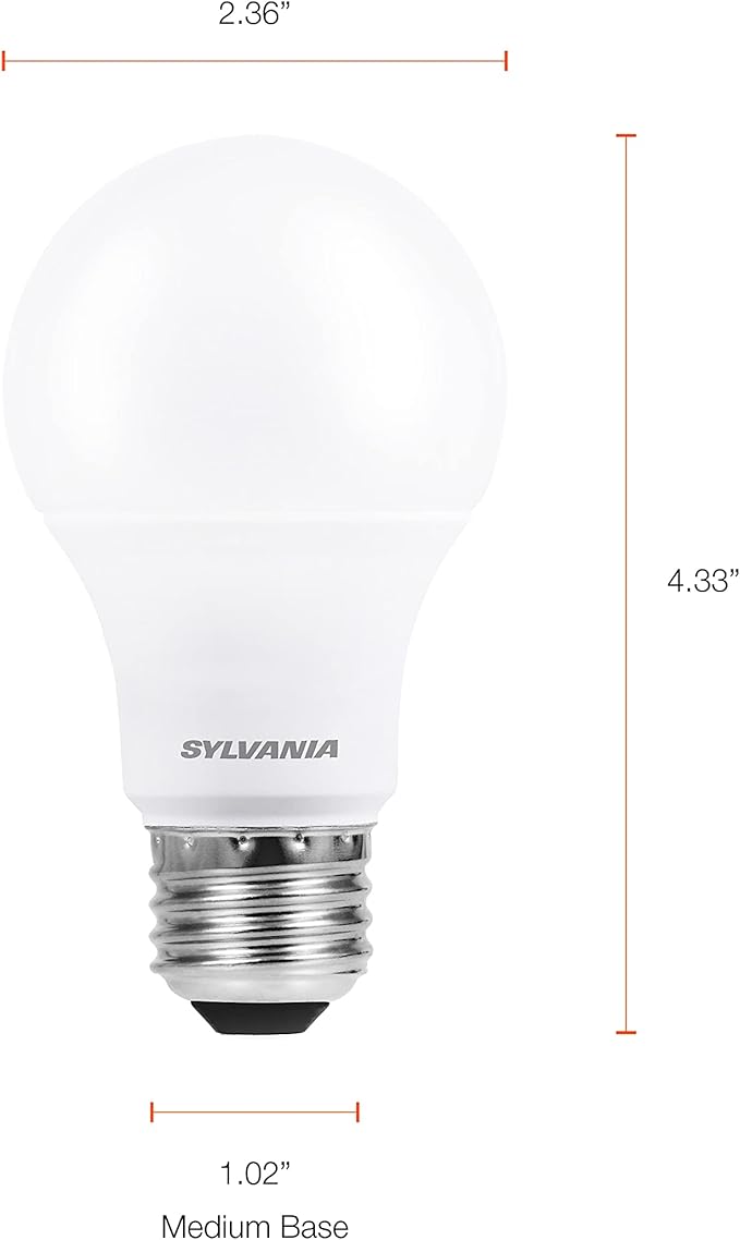Sylvania Ultra LED Light Bulb, 60W Equivalent A19, Efficient 9W, Medium Base, Dimmable, Frosted Finish, 800 Lumens, Bright White - 4 Pack (78038)