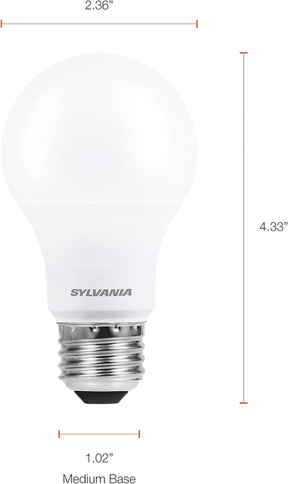 Sylvania Ultra LED Light Bulb, 60W Equivalent A19, Efficient 9W, Medium Base, Dimmable, Frosted Finish, 800 Lumens, Bright White - 4 Pack (78038)