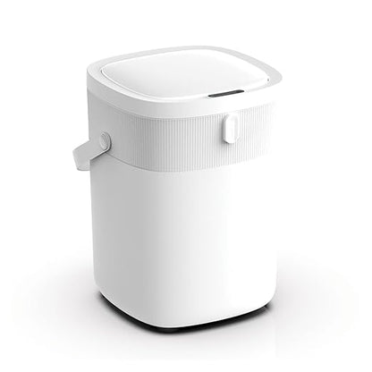 WM-DZT-12-36S Smart Motion Sensor Trash Can, Ultra-Quiet Soft-Close | Long Battery Life | Built-in Bag Storage & Portable PU Handle (White)