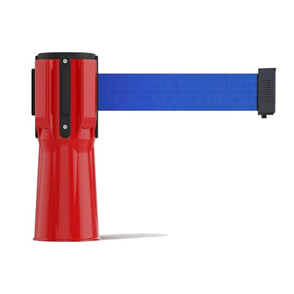 Trafford Industrial 11 ft Cone-Mounted Retractable Belt Barrier Red Case with Blue Belt