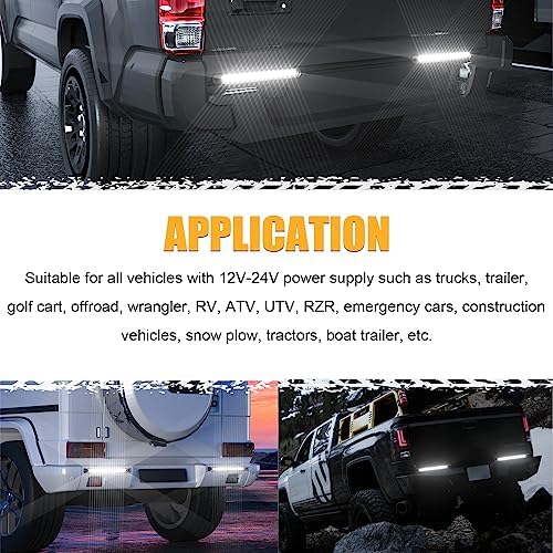 PSEQT 10" 15 LED Trailer Identification Light Led Running Reverse Backup Tail Light Bar Strip White Truck Rear Side Marker Lights Waterproof