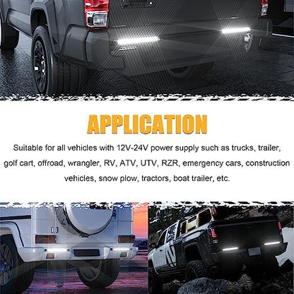 PSEQT 10" 15 LED Trailer Identification Light Led Running Reverse Backup Tail Light Bar Strip White Truck Rear Side Marker Lights Waterproof
