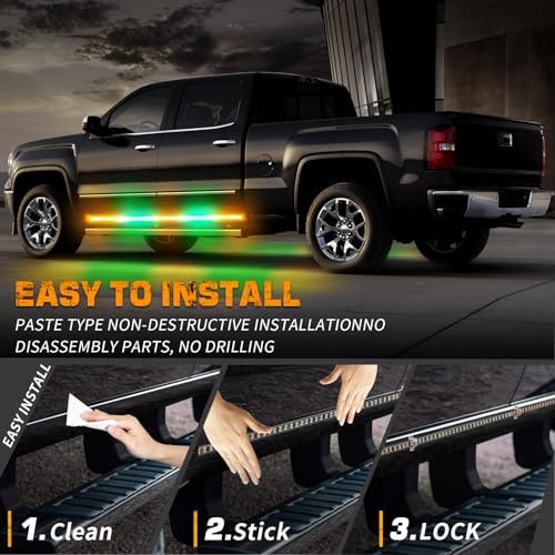 XRIDONSEN 2PCS 60 inch Running Board Strobe Lights Truck Emergency Lights