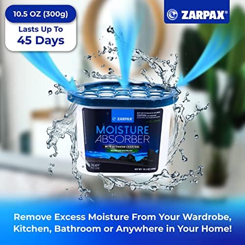 ZARPAX Moisture Absorber Activated Charcoal 10.5 oz - Set of 6