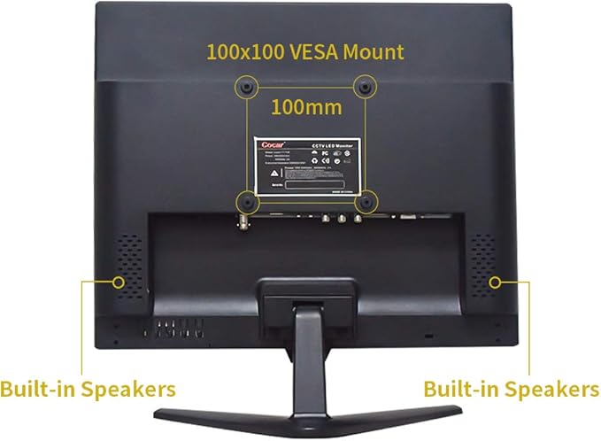 Cocar Security Monitor, 17 inch Security Monitor Screen, LCD CCTV Display for Home Security Systems Surveillance Camera STB PC, 1280x1024 Vesa Wall Mount Built-in Speaker, BNC/VGA/HDMI/Audio in Out