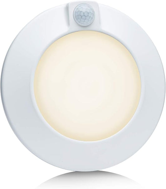 Closet Lights Motion Sensored Indoor Ceiling Mount LED- 10W 3000K Closet Stair Porch Ceiling Pantry Motion Activated Light, 6-7/8 Inch 90CRI 600lm Hardwire to Junction Box, No Battery, Damp Rated ETL