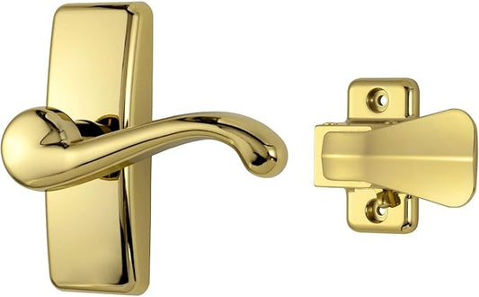 Ideal Security GL Lever Handle Set for Storm Doors and Screen Doors, Storm Door Handle Replacement, Screen Door Handle, Bright Brass