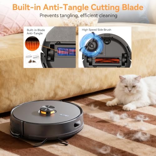 Robot Vacuum and Mop Combo, 90-Day Self Emptying, 10000Pa Strong Suction, dToF Laser Navigation Smart Mapping, 160Min Runtime, Anti-Tangle Robotic Vacuum Cleaner for Hard Floor, Pet Hair, Carpet