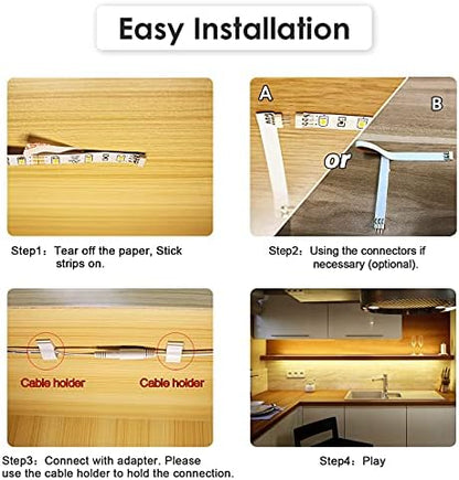 WOBANE Under Cabinet Lighting Kit,6.6 Feet Flexible LED Strip Lights Bar