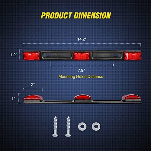 Nilight 14.2" 9 LED Trailer Light Bar, Red Clearance Marker Light
